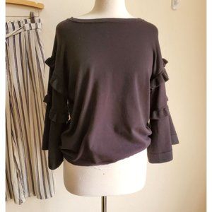 Vila Milano Sweater black long sleeve with ruffle details